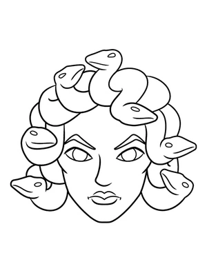 Página para Colorir Rosto da Medusa