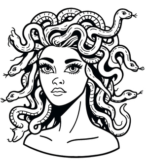 Página para Colorir da Medusa para Imprimir