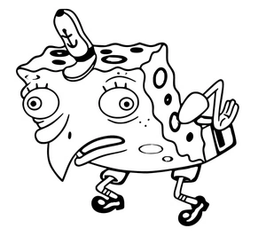 Página para Colorir Meme do Bob Esponja Zombando