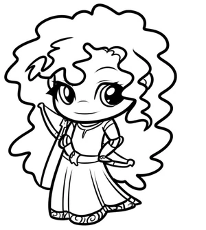 Página para Colorir Merida, a Princesa dos Desenhos Animados