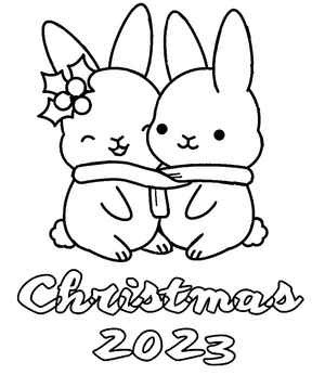 Página para Colorir Coelhinhos de Natal 2023