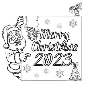 Página para Colorir Natal 2023 Feliz para Imprimir Grátis