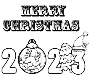 Página para Colorir de Feliz Natal 2023 para Imprimir