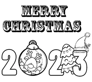 Página para Colorir Página para Colorir de Feliz Natal 2023 para Imprimir