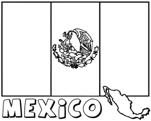 Página para Colorir Desenho para Imprimir da Bandeira do México