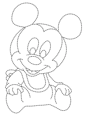 Página para Colorir Página para Colorir com Bebê Mickey Mouse