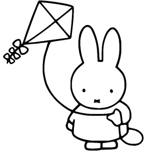 Página para Colorir Miffy empinando pipa