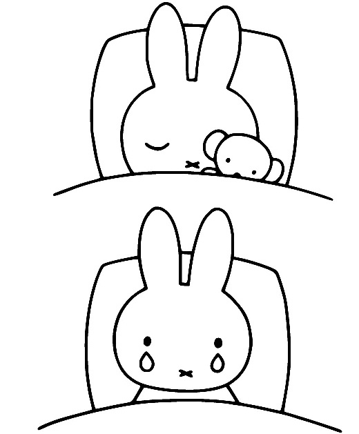 Página para Colorir Miffy descansando na cama
