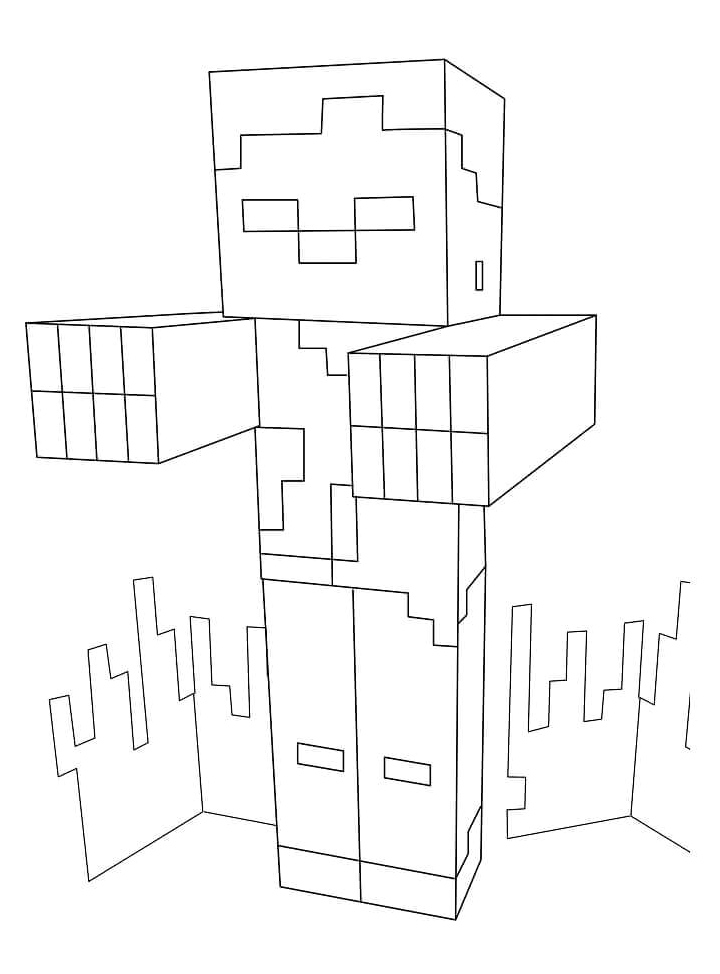 Página para Colorir Zumbi do Minecraft