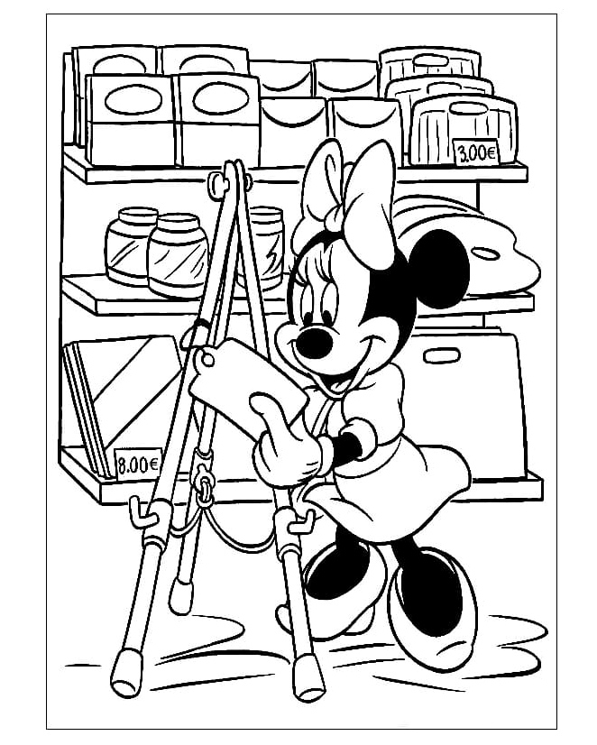 Página para Colorir Minnie Lendo o Rótulo