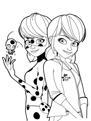 Página para Colorir Página para colorir da Marinette a Ladybug