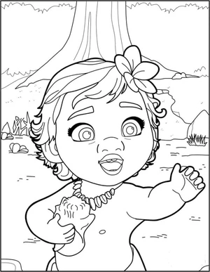 Página para Colorir Moana Infantil