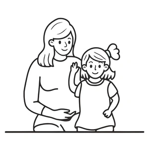 Página para Colorir Mãe e Filha Simples