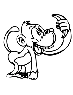 Página para Colorir Macaco com Banana