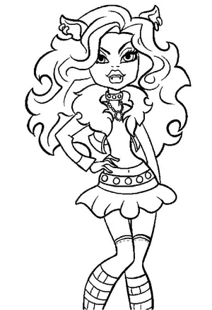 Página para Colorir Clawdeen Wolf Clawdeen Lobisomem