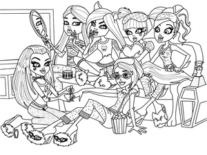 Página para Colorir Monster High Garotas
