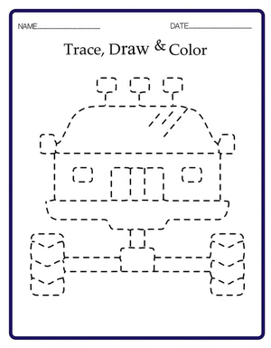 Página de Colorir e Traçar Monster Truck 6
