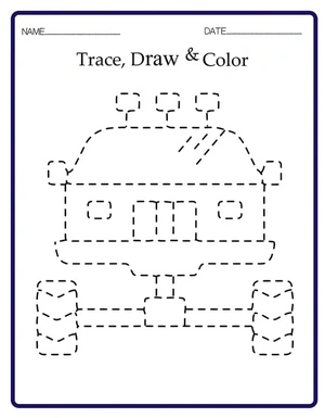 Página para Colorir Página de Colorir e Traçar Monster Truck 6