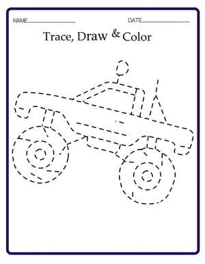 Página para Colorir Página para Colorir de Caminhão Monstro para Traçar - Folha 5