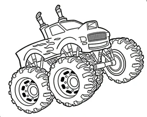 Página para Colorir Desenho para Colorir de Monster Truck Grátis para Imprimir