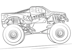 Página para Colorir Monster Truck Madusa