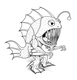 Página para Colorir Peixe Monstro