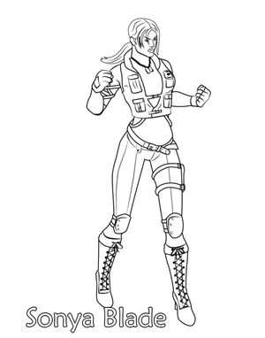 Página para Colorir Sonya Blade de Mortal Kombat