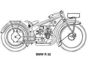 Página para Colorir de Moto: BMW R32