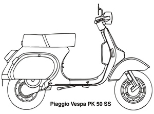 Página para Colorir de Moto - Scooter Vespa