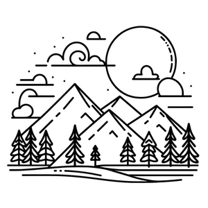 Página de Colorir Montanha Grátis para Crianças