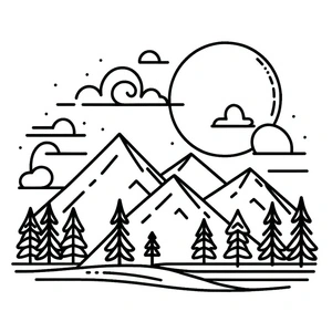 Página para Colorir Página de Colorir Montanha Grátis para Crianças