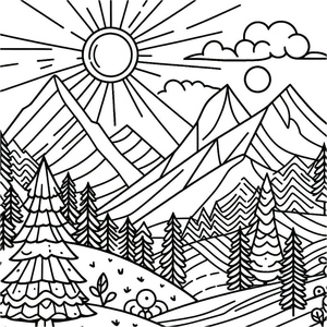 Página para Colorir de Montanhas