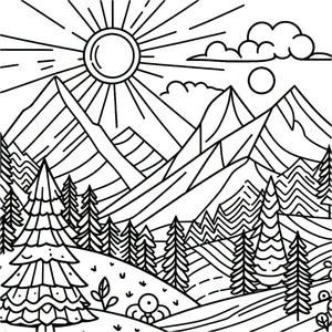 Página para Colorir Página para Colorir de Montanhas