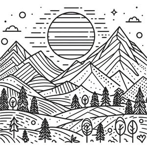 Página para Colorir Montanha Bonita para Imprimir