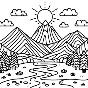 Página para Colorir: Aventura na Montanha