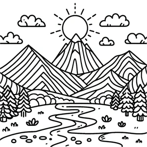 Página para Colorir Página para Colorir: Aventura na Montanha