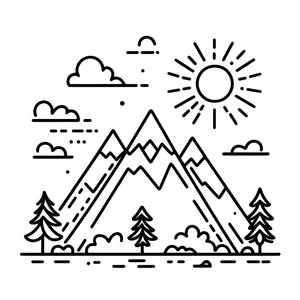 Página para Colorir Página para Colorir Montanha para Imprimir