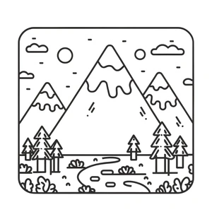 Página para Colorir Página para Colorir Montanha Cênica