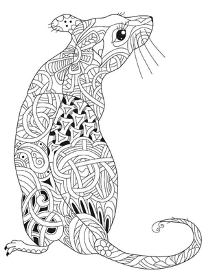 Página para Colorir Mandala com um Rato Simples