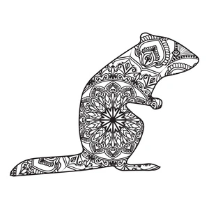 Página para Colorir Mandala de um Rato em Pé