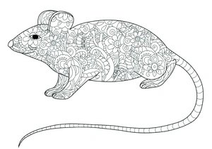 Página para Colorir Mandala Pequeno Rato Flor