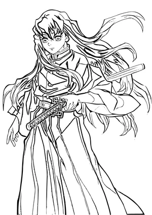 Página para Colorir Incrível Muichiro Tokito