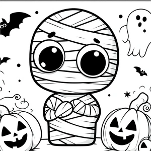 Página para Colorir Múmia Fofa de Halloween