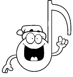 Nota musical sorridente com chapéu, fácil página para colorir de notas musicais, grátis para imprimir