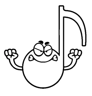 Nota musical furiosa, fácil notas musicais coloring page, free printable
