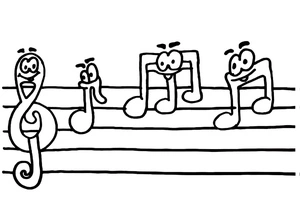 Notas musicais divertidas, fácil página para colorir Notas Musicais, imprimível grátis