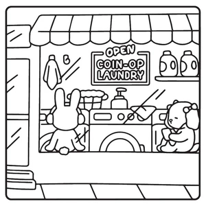 Página para Colorir Lavanderia para Meus Amiguinhos Peludinhos