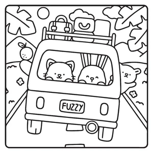 Página para Colorir Viagem com Meus Amigos Peludinhos