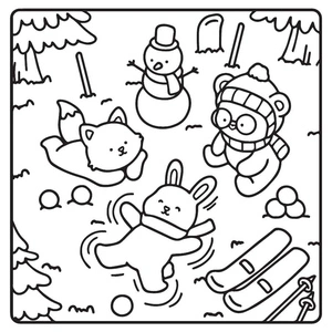 Página para Colorir Amiguinhos Peludinhos de Inverno