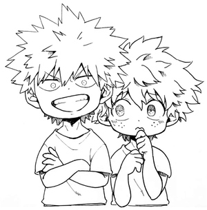 Adoráveis Bakugo e Midoriya